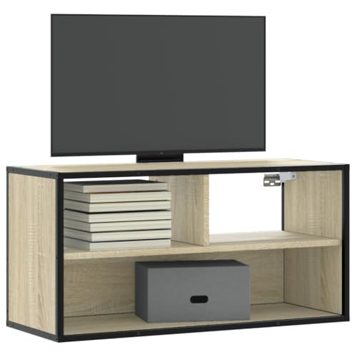 Qnhdfrt TV Schrank Lowboard Sonoma-Eiche 80x31x39,5 cm Holzwerkstoff Metall Ständer Industriell Design Wohnzimmer TV Sideboard Qnhdfrt TV Schrank Lowboard Sonoma-Eiche 80x31x39,5 cm Holzwerkstoff Metall Ständer Industriell Design Wohnzimmer TV Sideboard von Qnhdfrt
