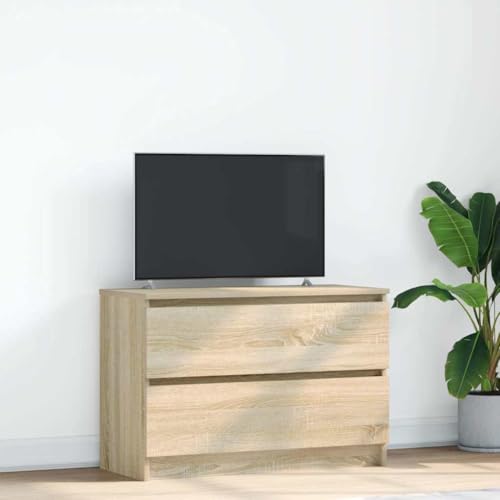 Qnhdfrt TV-Schrank Lowboard Sonoma-Eiche aus Holzwerkstoff 80x35x54 cm mit 2 Schubladen für Wohnzimmer und Schlafzimmer - Robust mit Viel Stauraum Qnhdfrt TV-Schrank Lowboard Sonoma-Eiche aus Holzwerkstoff 80x35x54 cm mit 2 Schubladen für Wohnzimmer und Schlafzimmer - Robust mit Viel Stauraum von Qnhdfrt