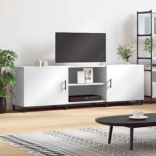 Qnhdfrt TV-Schrank Lowboard Weiß 150x30x50 cm aus Holzwerkstoff mit Eisenbeinen Modernes Design Praktische Tür und 4 Fächer für Wohnzimmer Möbel Qnhdfrt TV-Schrank Lowboard Weiß 150x30x50 cm aus Holzwerkstoff mit Eisenbeinen Modernes Design Praktische Tür und 4 Fächer für Wohnzimmer Möbel von Qnhdfrt