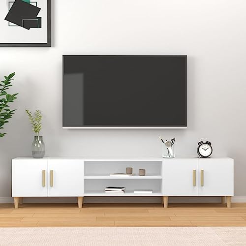 Qnhdfrt TV-Schrank Lowboard Weiß 180x31,5x40 cm mit Aufbewahrung aus Holzwerkstoff und Massivholzbeinen für Wohnzimmer Qnhdfrt TV-Schrank Lowboard Weiß 180x31,5x40 cm mit Aufbewahrung aus Holzwerkstoff und Massivholzbeinen für Wohnzimmer von Qnhdfrt