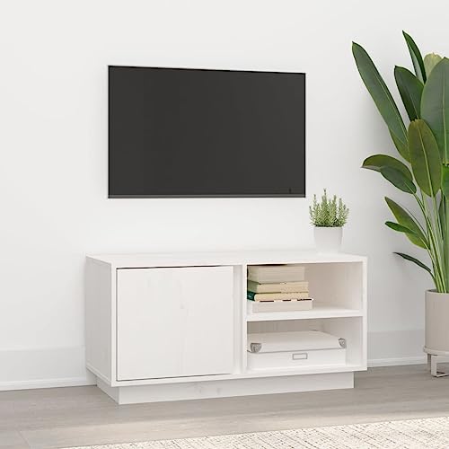 Qnhdfrt TV-Schrank Lowboard Weiß Massivholz Kiefer 80x35x40,5 cm mit 3 Fächern Tür Modernes Design für Wohnzimmer Möbel Qnhdfrt TV-Schrank Lowboard Weiß Massivholz Kiefer 80x35x40,5 cm mit 3 Fächern Tür Modernes Design für Wohnzimmer Möbel von Qnhdfrt