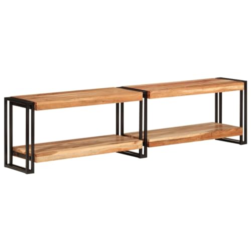 Qnhdfrt TV Schrank Lowboard aus Massivholz Akazie mit Metallrahmen 160x30x40 cm Robust Langlebig Viel Stauraum Elegantes Design für Wohnzimmer Fernseher von Qnhdfrt