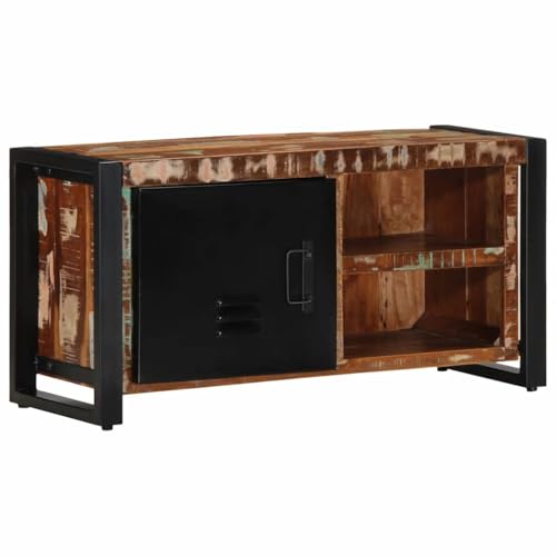 Qnhdfrt TV-Schrank Lowboard aus Massivholz Altholz 80x30x40 cm Schwarz Braun mit Stauraum Robust Stabil Industriell Design für Wohnzimmer Schlafzimmer Qnhdfrt TV-Schrank Lowboard aus Massivholz Altholz 80x30x40 cm Schwarz Braun mit Stauraum Robust Stabil Industriell Design für Wohnzimmer Schlafzimmer von Qnhdfrt