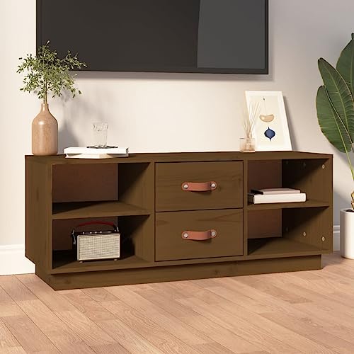 Qnhdfrt TV-Schrank Lowboard aus Massivholz Kiefer Honigbraun 100x34x40 cm mit Großem Stauraum für Wohnzimmer Fernseher und Dekoration Stabiles Design Qnhdfrt TV-Schrank Lowboard aus Massivholz Kiefer Honigbraun 100x34x40 cm mit Großem Stauraum für Wohnzimmer Fernseher und Dekoration Stabiles Design von Qnhdfrt