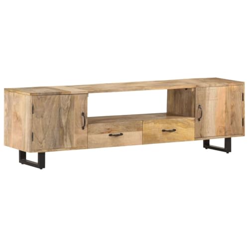 Qnhdfrt TV-Schrank Lowboard aus Massivholz Mango 160 cm Breite mit 2 Türen 2 Schubladen und offenem Fach Stauraum Lösung für Wohnzimmer Möbel von Qnhdfrt