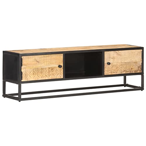 Qnhdfrt TV-Schrank Lowboard aus Raues Mangoholz mit Geschnitzter Tür 130x30x40 cm Rustikales Design für Wohnzimmer Fernseher Unterschrank Qnhdfrt TV-Schrank Lowboard aus Raues Mangoholz mit Geschnitzter Tür 130x30x40 cm Rustikales Design für Wohnzimmer Fernseher Unterschrank von Qnhdfrt