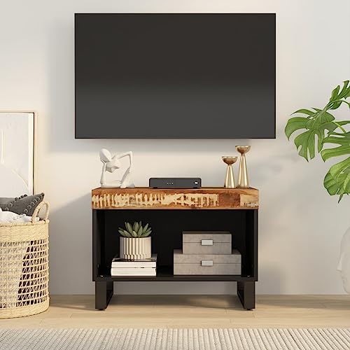 Qnhdfrt TV-Schrank Lowboard aus Recyceltem Massivholz mit Industriellem Design 60x33x43,5 cm mit Geräumigem Stauraum Stabile Oberplatte und Eisenbeinen für Wohnzimmer Fernseher Board von Qnhdfrt