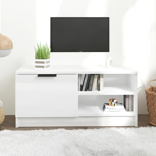 Qnhdfrt TV-Schrank Lowboard in Hochglanz-Weiß 80x35x36,5 cm Holzwerkstoff mit Schublade und Fächern für Fernseher und Wohnzimmer Möbel Modernes Design Qnhdfrt TV-Schrank Lowboard in Hochglanz-Weiß 80x35x36,5 cm Holzwerkstoff mit Schublade und Fächern für Fernseher und Wohnzimmer Möbel Modernes Design von Qnhdfrt
