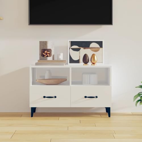 Qnhdfrt TV-Schrank Lowboard in Hochglanz-Weiß 80x36x50 cm aus Holzwerkstoff und Eisen mit robuster Oberplatte und viel Stauraum für Wohnzimmer Entertainment Qnhdfrt TV-Schrank Lowboard in Hochglanz-Weiß 80x36x50 cm aus Holzwerkstoff und Eisen mit robuster Oberplatte und viel Stauraum für Wohnzimmer Entertainment von Qnhdfrt