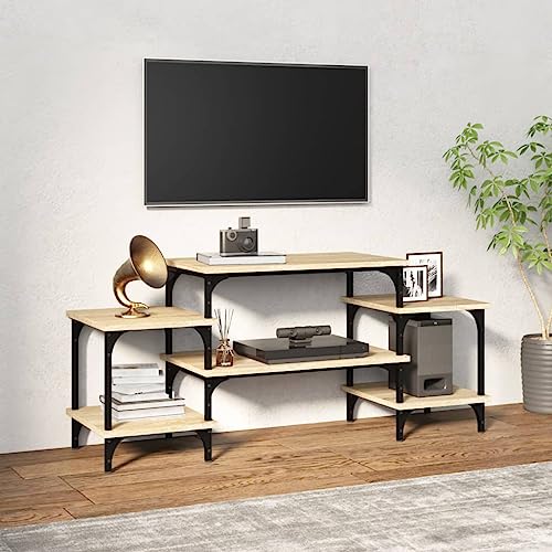 Qnhdfrt TV-Schrank Lowboard in Sonoma-Eiche 117x35x52 cm aus Holzwerkstoff mit verstellbaren Beinen und großem Stauraum für Wohnzimmer von Qnhdfrt