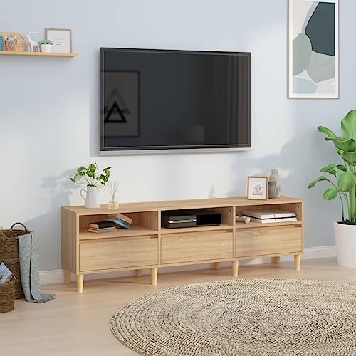 Qnhdfrt TV-Schrank Lowboard in Sonoma-Eiche aus Holzwerkstoff 150x30x44,5 cm Klassischer Fernsehtisch mit Großem Stauraum für Elektronik und Dekoration im Wohnzimmer Qnhdfrt TV-Schrank Lowboard in Sonoma-Eiche aus Holzwerkstoff 150x30x44,5 cm Klassischer Fernsehtisch mit Großem Stauraum für Elektronik und Dekoration im Wohnzimmer von Qnhdfrt