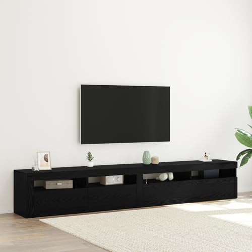 Qnhdfrt TV Schrank Lowboard mit LED Beleuchtung Schwarz Eiche 2 STK. 240x35x40 cm Moderner TV Unterschrank für Wohnzimmer Qnhdfrt TV Schrank Lowboard mit LED Beleuchtung Schwarz Eiche 2 STK. 240x35x40 cm Moderner TV Unterschrank für Wohnzimmer von Qnhdfrt