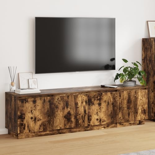 Qnhdfrt TV-Schrank Lowboard mit LED Beleuchtung in Geräucherter Eiche 180x38x49 cm Braun - Modernes Design mit 3 Schiebetüren und verwitterter Oberfläche für Wohnzimmer Qnhdfrt TV-Schrank Lowboard mit LED Beleuchtung in Geräucherter Eiche 180x38x49 cm Braun - Modernes Design mit 3 Schiebetüren und verwitterter Oberfläche für Wohnzimmer von Qnhdfrt