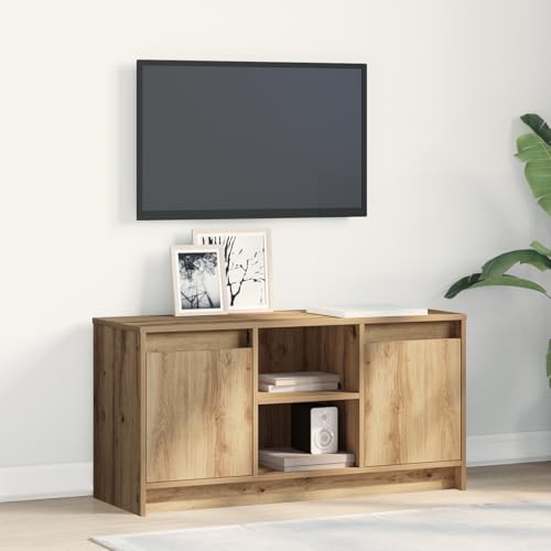 Qnhdfrt TV-Schrank Lowboard mit LED-Lichtern in Artisan-Eiche, Braun, 100x34x50 cm, aus robustem Holzwerkstoff, strukturiertes Finish, Schiebetüren und viel Stauraum für Wohnzimmer Qnhdfrt TV-Schrank Lowboard mit LED-Lichtern in Artisan-Eiche, Braun, 100x34x50 cm, aus robustem Holzwerkstoff, strukturiertes Finish, Schiebetüren und viel Stauraum für Wohnzimmer von Qnhdfrt