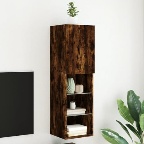 Qnhdfrt TV Schrank Lowboard mit RGB LED Beleuchtung Räuchereiche Holzwerkstoff Glas 30,5x30x102 cm Modernes Design Robust Langlebig für Wohnzimmer Möbel Qnhdfrt TV Schrank Lowboard mit RGB LED Beleuchtung Räuchereiche Holzwerkstoff Glas 30,5x30x102 cm Modernes Design Robust Langlebig für Wohnzimmer Möbel von Qnhdfrt