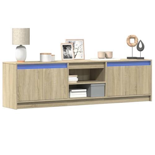 Qnhdfrt TV-Schrank Lowboard mit RGB LED-Beleuchtung Sonoma-Eiche 180x34x50 cm praktischer Stauraum stabile Oberplatte für Wohnzimmer Fernseherunterschrank Qnhdfrt TV-Schrank Lowboard mit RGB LED-Beleuchtung Sonoma-Eiche 180x34x50 cm praktischer Stauraum stabile Oberplatte für Wohnzimmer Fernseherunterschrank von Qnhdfrt