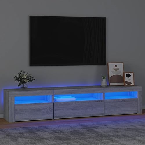 Qnhdfrt TV-Schrank Lowboard mit RGB-LED Grau Sonoma 195x35x40 cm aus Holzwerkstoff für Wohnzimmer mit Stauraum und Modernem Design Qnhdfrt TV-Schrank Lowboard mit RGB-LED Grau Sonoma 195x35x40 cm aus Holzwerkstoff für Wohnzimmer mit Stauraum und Modernem Design von Qnhdfrt