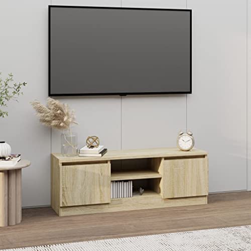 Qnhdfrt TV-Schrank Lowboard mit Tür Sonoma-Eiche Holzwerkstoff 102x30x36 cm Stauraum Möbel für Wohnzimmer von Qnhdfrt