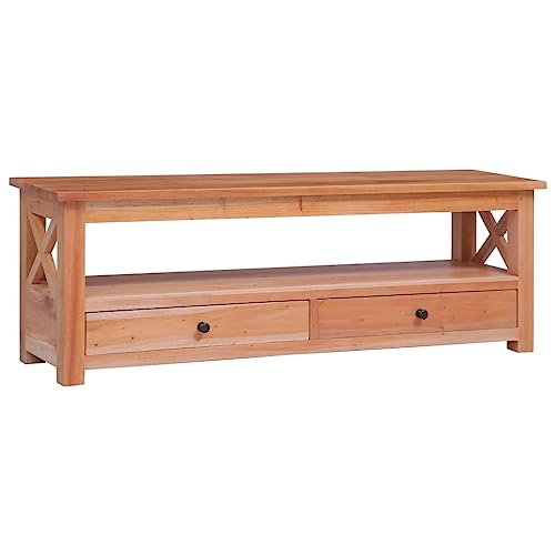 Qnhdfrt TV-Schrank Massivholz Mahagoni 120x30x40 cm Natur Vintage-Design mit 2 Schubladen Kreuzstruktur für Wohnzimmer Sideboard Lowboard Qnhdfrt TV-Schrank Massivholz Mahagoni 120x30x40 cm Natur Vintage-Design mit 2 Schubladen Kreuzstruktur für Wohnzimmer Sideboard Lowboard von Qnhdfrt