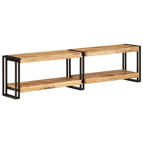 Qnhdfrt TV Schrank Massivholz Mango 160 cm Breit Lowboard mit Stauraum Metallrahmen Fernsehschrank für Wohnzimmer Möbel Modernes Design von Qnhdfrt