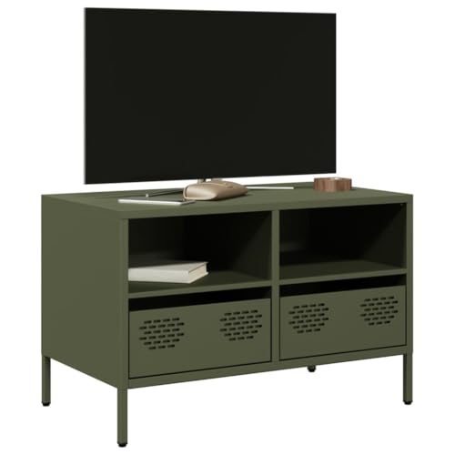 Qnhdfrt TV-Schrank Olivgrün Kaltgewalzter Stahl 68x39x43,5 cm mit 2 Schubladen und 2 Fächern verstellbare Stellfüße Industrie-Design für Wohnzimmer und Schlafzimmer Qnhdfrt TV-Schrank Olivgrün Kaltgewalzter Stahl 68x39x43,5 cm mit 2 Schubladen und 2 Fächern verstellbare Stellfüße Industrie-Design für Wohnzimmer und Schlafzimmer von Qnhdfrt