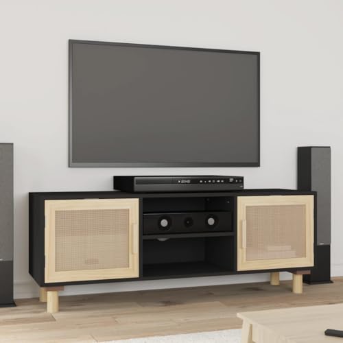 Qnhdfrt TV-Schrank Schwarz 105x30x40 cm aus Massivholz Kiefer und Natur-Rattan mit 4 Fächern für Wohnzimmer Stauraum und Elegantes Design Qnhdfrt TV-Schrank Schwarz 105x30x40 cm aus Massivholz Kiefer und Natur-Rattan mit 4 Fächern für Wohnzimmer Stauraum und Elegantes Design von Qnhdfrt
