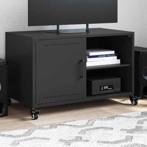 Qnhdfrt TV Schrank Schwarz 68x39x43,5 cm aus Stahl mit Rollen und Stauraum für Wohnzimmer – Modernes Design Robust und Pflegeleicht Qnhdfrt TV Schrank Schwarz 68x39x43,5 cm aus Stahl mit Rollen und Stauraum für Wohnzimmer – Modernes Design Robust und Pflegeleicht von Qnhdfrt