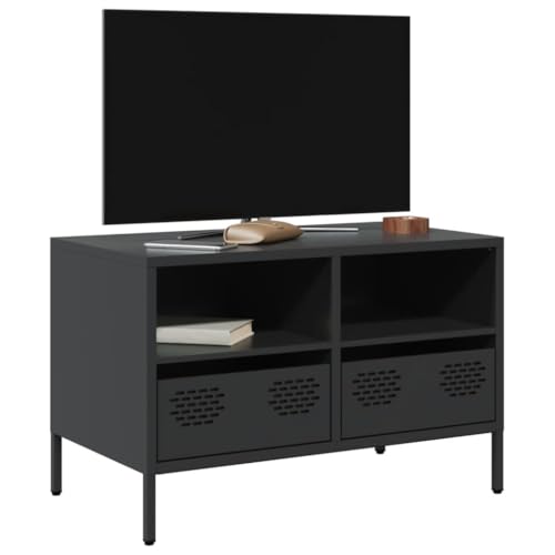 Qnhdfrt TV-Schrank Schwarz Industrie-Design Kaltgewalzter Stahl 68x39x43,5 cm mit 2 Fächern und 2 Schubladen Stellfüße für Wohnzimmer und Schlafzimmer Qnhdfrt TV-Schrank Schwarz Industrie-Design Kaltgewalzter Stahl 68x39x43,5 cm mit 2 Fächern und 2 Schubladen Stellfüße für Wohnzimmer und Schlafzimmer von Qnhdfrt