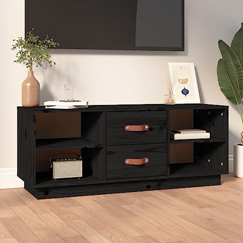 Qnhdfrt TV-Schrank Schwarz Massivholz Kiefer 100x34x40 cm Stabiles Wohnzimmermöbel mit Viel Stauraum und Rustikaler Optik für Fernseher und Unterhaltungselektronik Qnhdfrt TV-Schrank Schwarz Massivholz Kiefer 100x34x40 cm Stabiles Wohnzimmermöbel mit Viel Stauraum und Rustikaler Optik für Fernseher und Unterhaltungselektronik von Qnhdfrt