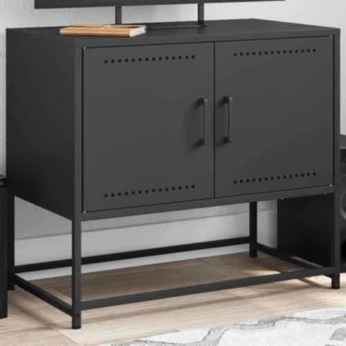 Qnhdfrt TV Schrank Schwarz Stahl Industrie-Stil 68,5x39x60,5 cm mit 2 Fächern Robust und Stabil für Wohnzimmer und Schlafzimmer Qnhdfrt TV Schrank Schwarz Stahl Industrie-Stil 68,5x39x60,5 cm mit 2 Fächern Robust und Stabil für Wohnzimmer und Schlafzimmer von Qnhdfrt