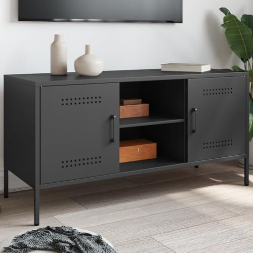 Qnhdfrt TV-Schrank Schwarz Stahl Industrie-Stil Lowboard Sideboard 100,5x39x50,5 cm Robust mit Stauraum für Wohnzimmer Schlafzimmer Qnhdfrt TV-Schrank Schwarz Stahl Industrie-Stil Lowboard Sideboard 100,5x39x50,5 cm Robust mit Stauraum für Wohnzimmer Schlafzimmer von Qnhdfrt