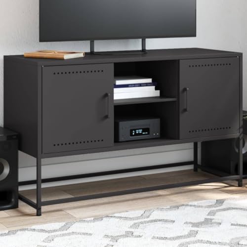Qnhdfrt TV-Schrank Schwarz aus Stahl 100,5x39x60,5 cm Industrie-Design Lowboard mit Stauraum für Fernseher und Multimedia als Sideboard im Wohnzimmer oder Schlafzimmer Qnhdfrt TV-Schrank Schwarz aus Stahl 100,5x39x60,5 cm Industrie-Design Lowboard mit Stauraum für Fernseher und Multimedia als Sideboard im Wohnzimmer oder Schlafzimmer von Qnhdfrt