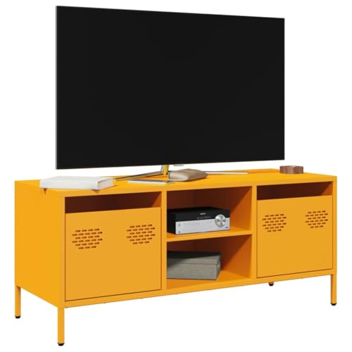 Qnhdfrt TV Schrank Senfgelb 101,5x39x43,5 cm Kaltgewalzter Stahl mit 2 Fächern 2 Schubladen Verstellbare Stellfüße Industrie-Design für Wohnzimmer Schlafzimmer Qnhdfrt TV Schrank Senfgelb 101,5x39x43,5 cm Kaltgewalzter Stahl mit 2 Fächern 2 Schubladen Verstellbare Stellfüße Industrie-Design für Wohnzimmer Schlafzimmer von Qnhdfrt