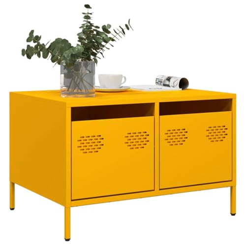 Qnhdfrt TV-Schrank Senfgelb 68x50x43,5 cm Kaltgewalzter Stahl Industrie-Stil mit 2 Schubladen Verstellbare Füße für Wohnzimmer Schlafzimmer Qnhdfrt TV-Schrank Senfgelb 68x50x43,5 cm Kaltgewalzter Stahl Industrie-Stil mit 2 Schubladen Verstellbare Füße für Wohnzimmer Schlafzimmer von Qnhdfrt