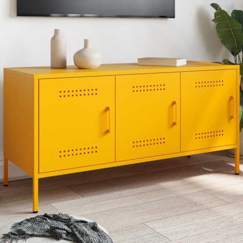 Qnhdfrt TV-Schrank Senfgelb Industrie-Stil Stahl Lowboard mit 3 Fächern 100,5x39x50,5 cm für Wohnzimmer Schlafzimmer Robust und Langlebig Qnhdfrt TV-Schrank Senfgelb Industrie-Stil Stahl Lowboard mit 3 Fächern 100,5x39x50,5 cm für Wohnzimmer Schlafzimmer Robust und Langlebig von Qnhdfrt