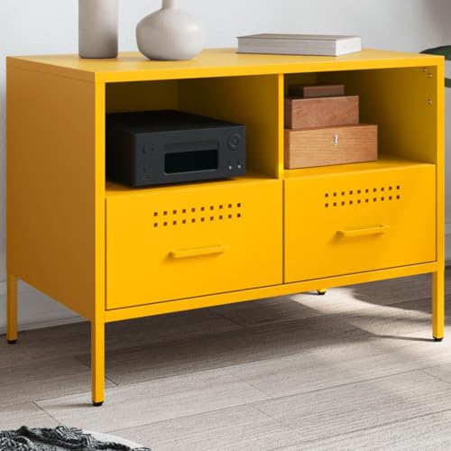 Qnhdfrt TV Schrank Senfgelb Industrie-Stil aus Kaltgewalztem Stahl TV Board Lowboard mit Stauraum für Wohnzimmer Schlafzimmer 68x39x50,5 cm Robust und Praktisch Qnhdfrt TV Schrank Senfgelb Industrie-Stil aus Kaltgewalztem Stahl TV Board Lowboard mit Stauraum für Wohnzimmer Schlafzimmer 68x39x50,5 cm Robust und Praktisch von Qnhdfrt