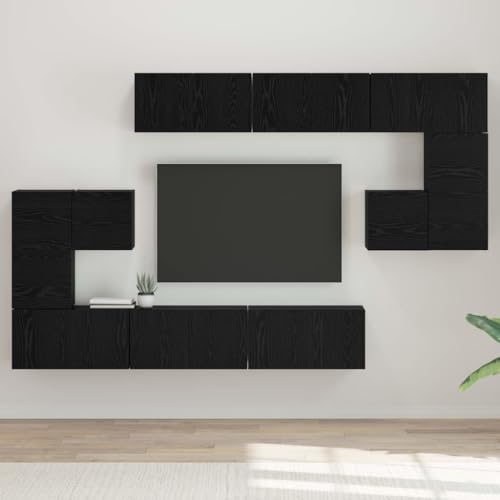 Qnhdfrt TV-Schrank-Set 10-teilig Schwarze Eiche 180 x 30 x 90.5 cm - Moderner wandmontierter Fernsehschrank mit platzsparendem Design für Wohnzimmer von Qnhdfrt