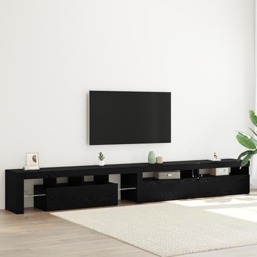 Qnhdfrt TV-Schrank Set 3 Stücke mit RGB LED-Beleuchtung Schwarz Eiche Holzwerkstoff Rechteckig Matt für Wohnzimmer Unterhaltungszentrum Modernes Design und viel Stauraum Qnhdfrt TV-Schrank Set 3 Stücke mit RGB LED-Beleuchtung Schwarz Eiche Holzwerkstoff Rechteckig Matt für Wohnzimmer Unterhaltungszentrum Modernes Design und viel Stauraum von Qnhdfrt