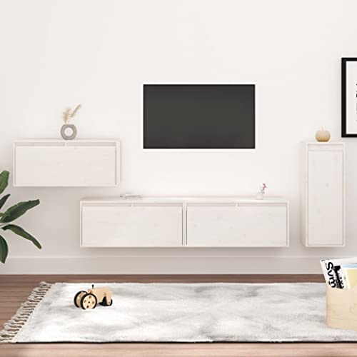 Qnhdfrt TV Schrank Set 4-TLG Weiß Kiefer Massivholz Hängend Wandschrank Wohnzimmer Möbel Modernes Design Qnhdfrt TV Schrank Set 4-TLG Weiß Kiefer Massivholz Hängend Wandschrank Wohnzimmer Möbel Modernes Design von Qnhdfrt
