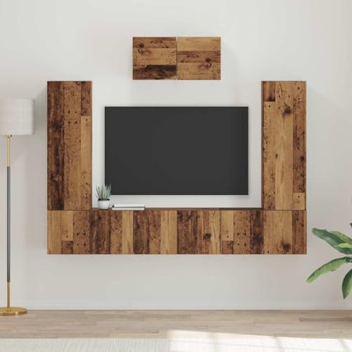 Qnhdfrt TV-Schrank-Set 7 pcs Altes Holz 180 x 30 x 120 cm Holzwerkstoff - Modernes Design mit rustikalem Charme für Wohnzimmer und Garage von Qnhdfrt
