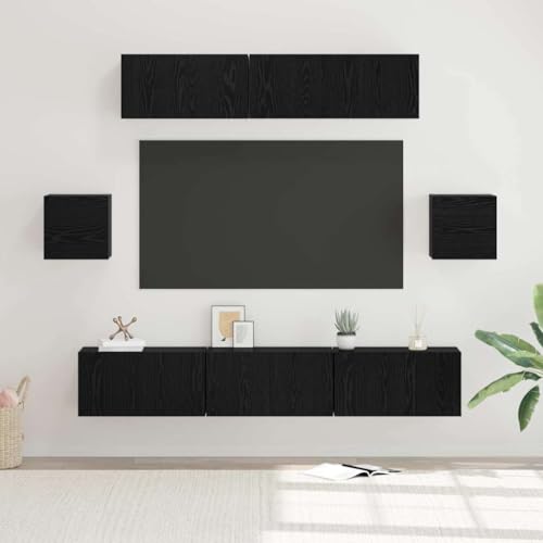 Qnhdfrt TV-Schrank-Set 7-teilig in Schwarze Eiche 80 x 30 x 30 cm - Moderner wandmontierter Fernsehschrank mit Stauraum für Wohnzimmer Qnhdfrt TV-Schrank-Set 7-teilig in Schwarze Eiche 80 x 30 x 30 cm - Moderner wandmontierter Fernsehschrank mit Stauraum für Wohnzimmer von Qnhdfrt