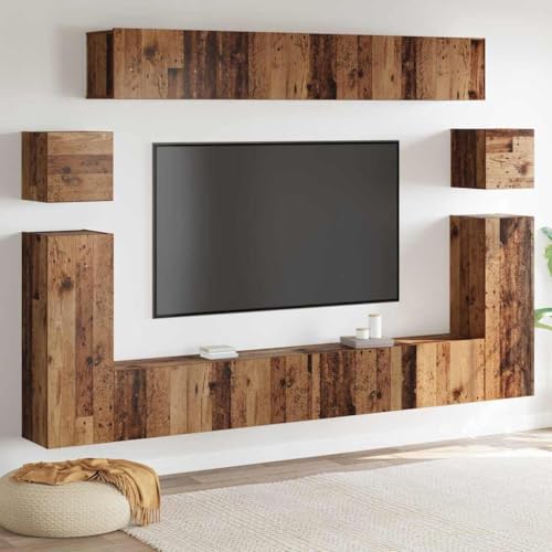 Qnhdfrt TV-Schrank-Set 8-teilig aus Holzwerkstoff in altem Holz - Modernes wandmontiertes Lowboard mit modularem Stauraum für Wohnzimmer und Büro Qnhdfrt TV-Schrank-Set 8-teilig aus Holzwerkstoff in altem Holz - Modernes wandmontiertes Lowboard mit modularem Stauraum für Wohnzimmer und Büro von Qnhdfrt