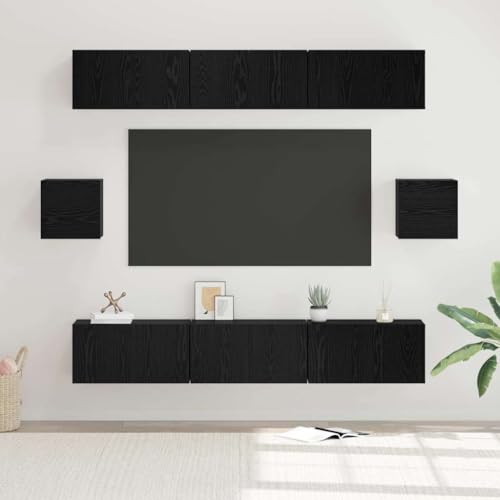 Qnhdfrt TV-Schrank-Set 8-teilig in Schwarze Eiche 60 x 30 x 30 cm - Moderner wandmontierter Fernsehschrank mit Stauraum für Wohnzimmer Qnhdfrt TV-Schrank-Set 8-teilig in Schwarze Eiche 60 x 30 x 30 cm - Moderner wandmontierter Fernsehschrank mit Stauraum für Wohnzimmer von Qnhdfrt