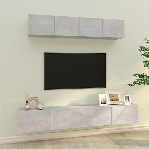 Qnhdfrt TV Schrank Set Betongrau Holzwerkstoff Wandmontage TV Board Lowboard mit 2x80cm 2x100cm für Wohnzimmer Modernes Design Praktischer Stauraum Qnhdfrt TV Schrank Set Betongrau Holzwerkstoff Wandmontage TV Board Lowboard mit 2x80cm 2x100cm für Wohnzimmer Modernes Design Praktischer Stauraum von Qnhdfrt