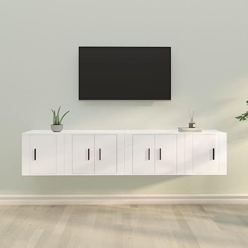 Qnhdfrt TV-Schrank-Set Hochglanz-Weiß Holzwerkstoff Lowboard mit Stauraum und Wandmontage für Wohnzimmer 2 Teile 57x34,5x40cm & 40x34,5x40cm Qnhdfrt TV-Schrank-Set Hochglanz-Weiß Holzwerkstoff Lowboard mit Stauraum und Wandmontage für Wohnzimmer 2 Teile 57x34,5x40cm & 40x34,5x40cm von Qnhdfrt