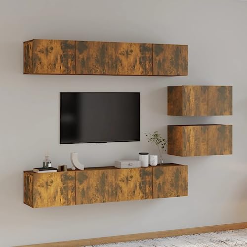 Qnhdfrt TV Schrank Set Räuchereiche Holzwerkstoff 6-teilig mit Wandmontage für Wohnzimmer – Robustes Lowboard mit Großzügigem Stauraum und Klassischem Design Qnhdfrt TV Schrank Set Räuchereiche Holzwerkstoff 6-teilig mit Wandmontage für Wohnzimmer – Robustes Lowboard mit Großzügigem Stauraum und Klassischem Design von Qnhdfrt