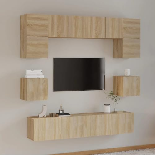 Qnhdfrt TV-Schrank-Set Sonoma-Eiche Holzwerkstoff mit Wandmontage und viel Stauraum, 4x60cm + 2x80cm + 2x30,5cm, praktisches Lowboard für Wohnzimmer Qnhdfrt TV-Schrank-Set Sonoma-Eiche Holzwerkstoff mit Wandmontage und viel Stauraum, 4x60cm + 2x80cm + 2x30,5cm, praktisches Lowboard für Wohnzimmer von Qnhdfrt