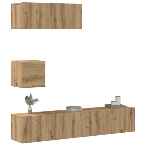 Qnhdfrt TV-Schrank-Set Wandmontage 4-TLG Artisan-Eiche Holzwerkstoff mit Stauraum für Wohnzimmer Qnhdfrt TV-Schrank-Set Wandmontage 4-TLG Artisan-Eiche Holzwerkstoff mit Stauraum für Wohnzimmer von Qnhdfrt