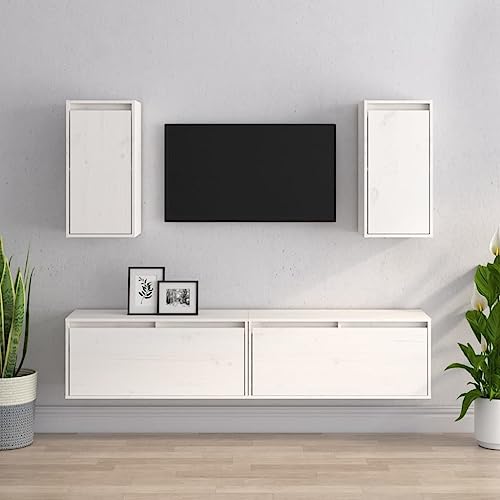 Qnhdfrt TV-Schrank Set aus Massivholz Kiefer Weiß 4 Stück Hängend Wandschrank für Wohnzimmer mit Größen 80x30x35cm und 30x30x60cm Modernes Design Robust und Langlebig Qnhdfrt TV-Schrank Set aus Massivholz Kiefer Weiß 4 Stück Hängend Wandschrank für Wohnzimmer mit Größen 80x30x35cm und 30x30x60cm Modernes Design Robust und Langlebig von Qnhdfrt