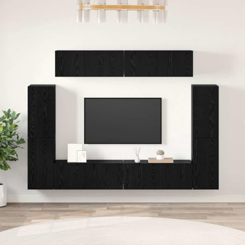 Qnhdfrt TV-Schrank-Set mit Regal 8 pcs Schwarz Eiche Holzwerkstoff Modernes Design Stauraum für Wohnzimmer Qnhdfrt TV-Schrank-Set mit Regal 8 pcs Schwarz Eiche Holzwerkstoff Modernes Design Stauraum für Wohnzimmer von Qnhdfrt